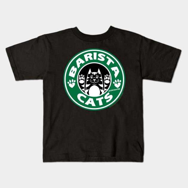 Barista Cat Logo FIP Fighter Kids T-Shirt by Dustinart